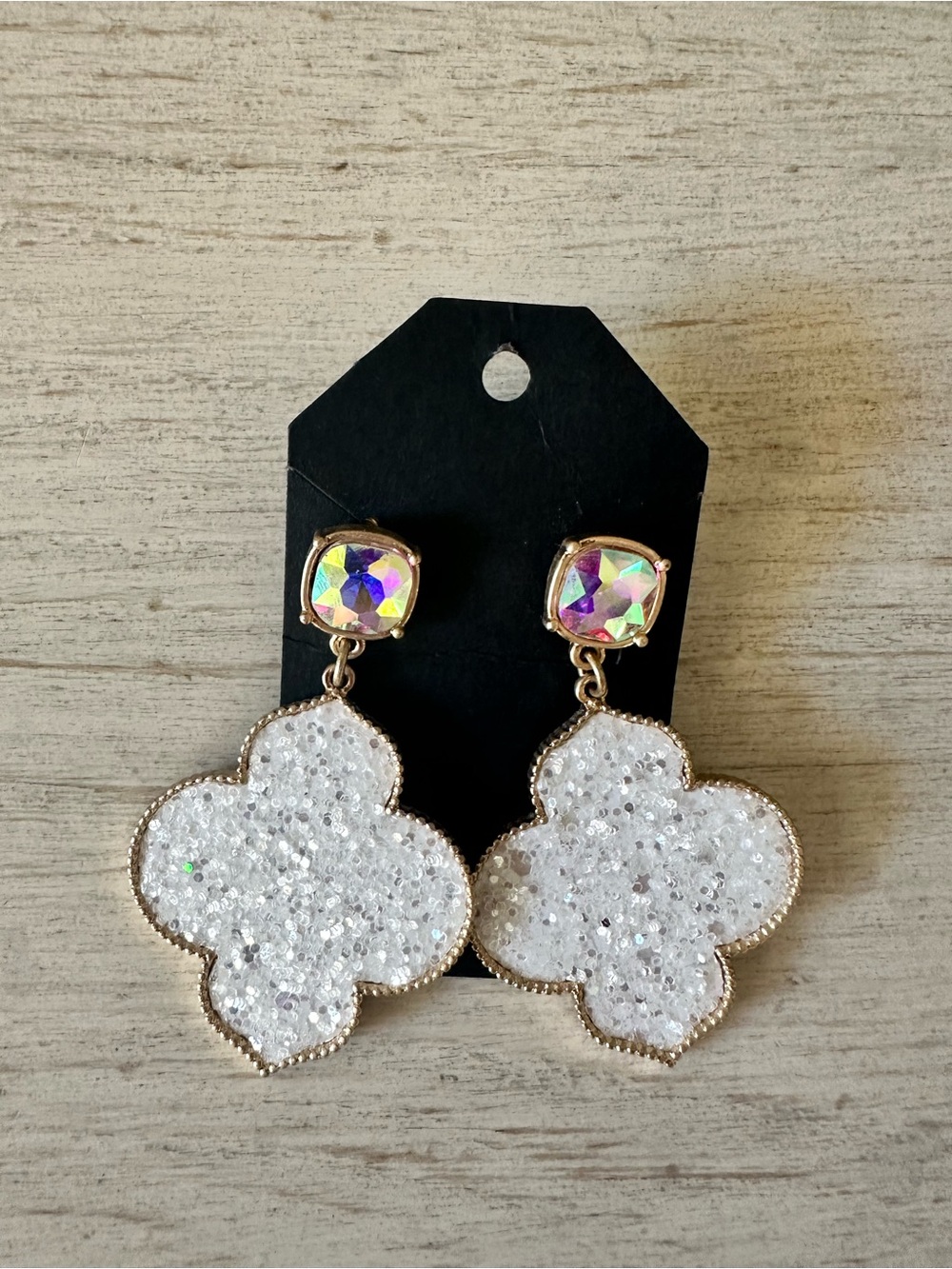 Sparkling White Druzy Drop Earrings
